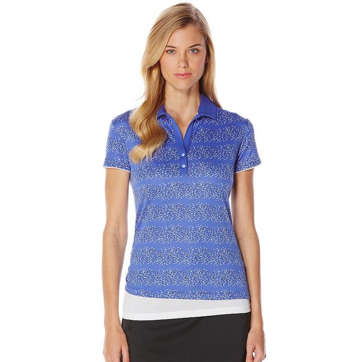 Women's Grand Slam Performance Striped Golf Polo, Size: Medium, Med Blue