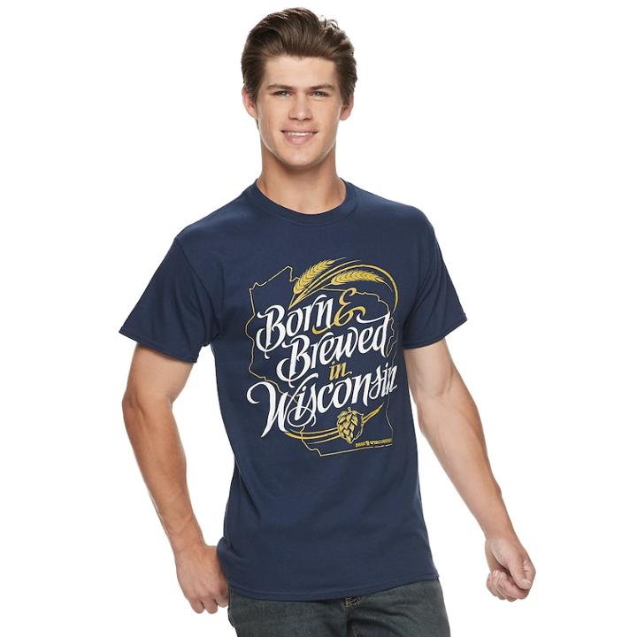 Men's Born & Brewed In Wisconsin Tee, Size: Medium, Blue (navy)