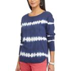 Women's Chaps Tie-dye Scoopneck Sweater, Size: Large, Blue