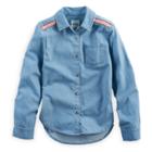 Girls 7-16 & Plus Size Mudd&reg; Embroidered Shoulder Chambray Button-down Shirt, Size: 12, Light Blue