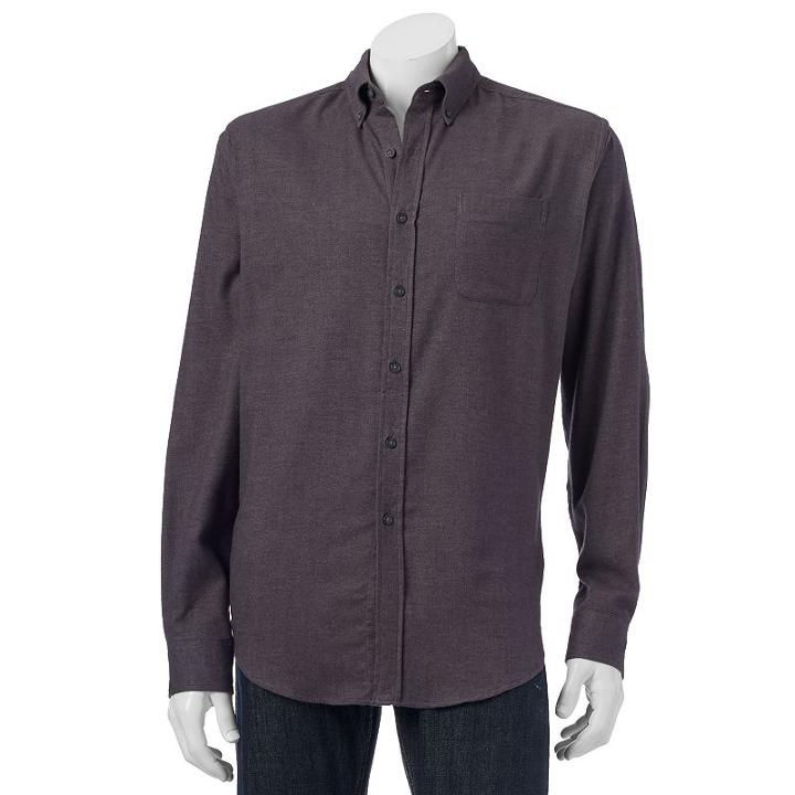 Big & Tall Croft & Barrow&reg; Classic-fit Plaid Flannel Button-down Shirt, Men's, Size: L Tall, Dark Grey