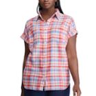 Plus Size Chaps Button Front Plaid Top, Women's, Size: 2xl, Red