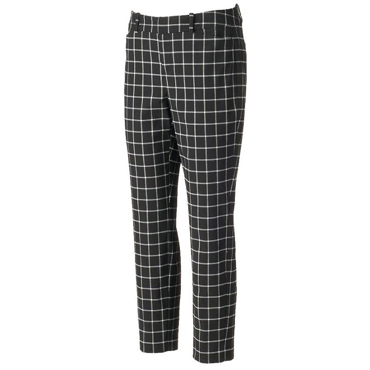 Women's Elle&trade; Grid Skinny Ankle Pants, Size: 6, Black
