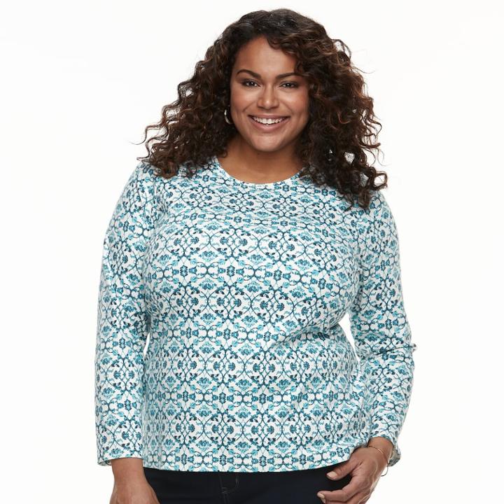 Plus Size Croft & Barrow&reg; Crewneck Tee, Women's, Size: 0x, Blue