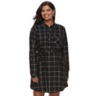 Juniors' Plus Size So&reg; Plaid Shirt Dress, Teens, Size: 1xl, Black