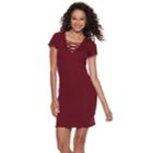 Juniors' Almost Famous Lace-up Neck Bodycon Dress, Teens, Size: Medium, Purple
