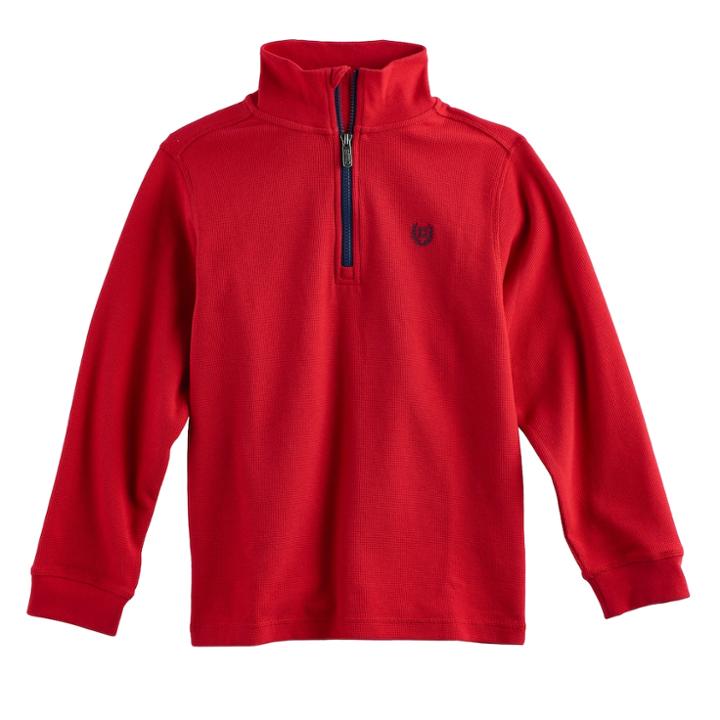 Boys 4-20 Chaps Quarter-zip Thermal Top, Size: 8, Med Red