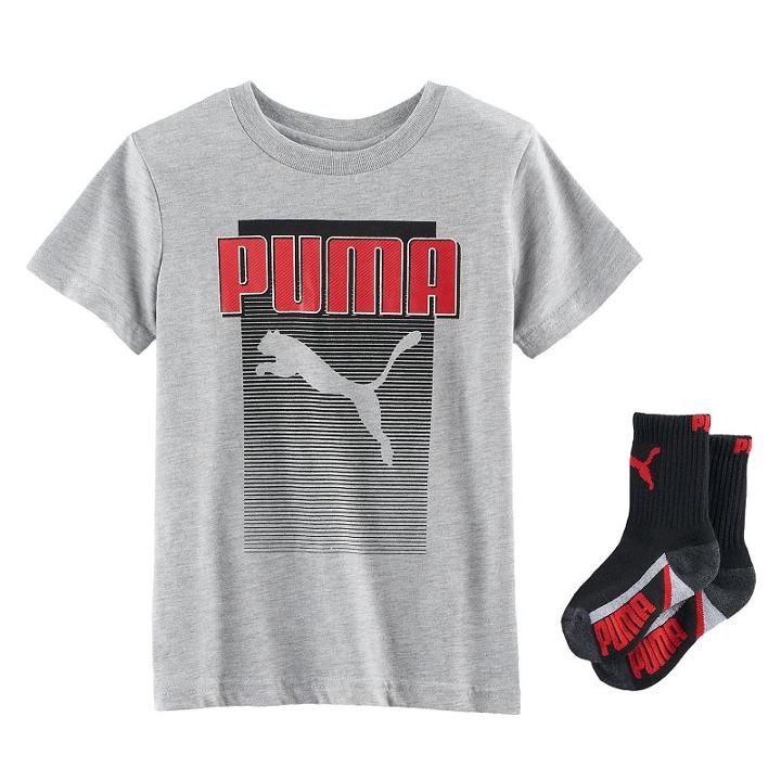 Boys 4-7 Puma Graphic Tee & Socks Set, Size: 4, Grey Other