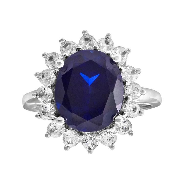 10k White Gold Blue And White Lab-created Sapphire Ring, Women's, Size: 7