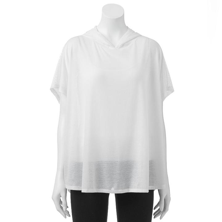 Madden Nyc Hooded Jersey Poncho, Women's, White