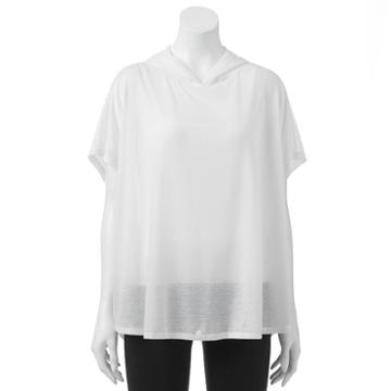 Madden Nyc Hooded Jersey Poncho, Women's, White