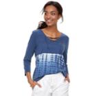 Women's Sonoma Goods For Life&trade; Lace-up Tee, Size: Medium, Dark Blue