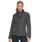 Women's Weathercast Solid Quilted Jacket, Size: Medium, Grey Other