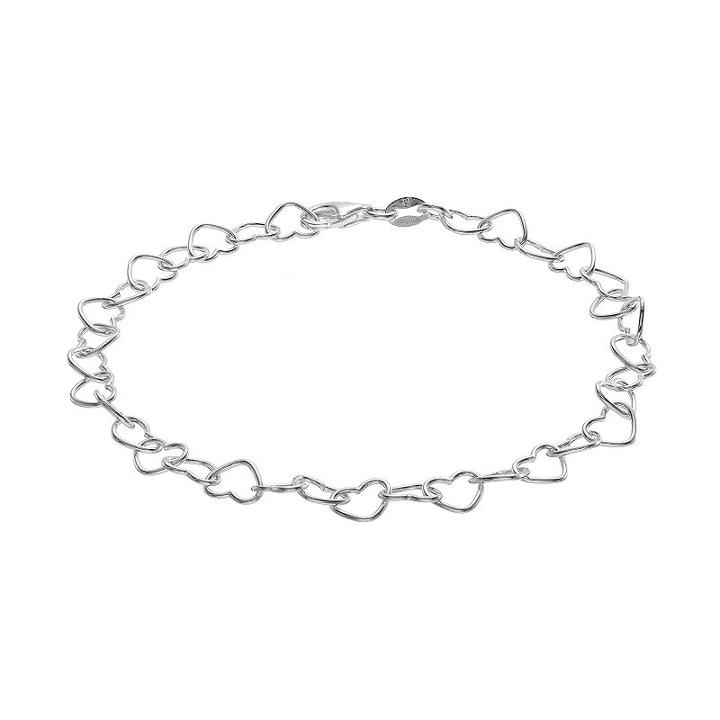 Sterling Silver Heart Link Bracelet, Women's, Size: 8, Grey