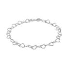 Sterling Silver Heart Link Bracelet, Women's, Size: 8, Grey