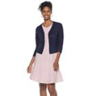 Women's Nina Leonard Texture-striped Shrug, Size: Xl, Blue (navy)