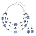 Croft & Barrow&reg; Beaded Multistrand Necklace & Drop Earring Set, Women's, Med Blue