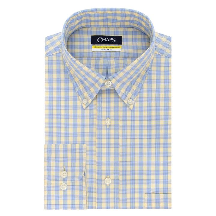 Men's Chaps Regular Fit Comfort Stretch Button-down Collar Dress Shirt, Size: 16-34/35, Gold