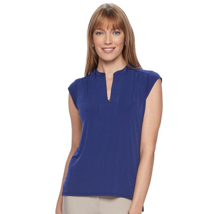 Women's Dana Buchman High-low Top, Size: Medium, Dark Blue