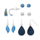 Blue Teardrop Nickel Free Earring Set, Women's