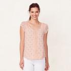 Women's Lc Lauren Conrad Swiss Dot Top, Size: Large, Light Pink
