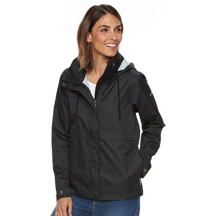Women's Columbia Spring Run Hooded Short Trench Jacket, Size: Large, Grey (charcoal)