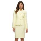 Women's Le Suit Tweed Suit Jacket And Skirt Set, Size: 12, Lt Yellow