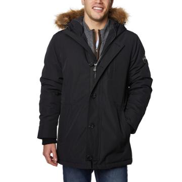Men's Halitech Hooded Faux-fur Hooded Parka, Size: Medium, Black