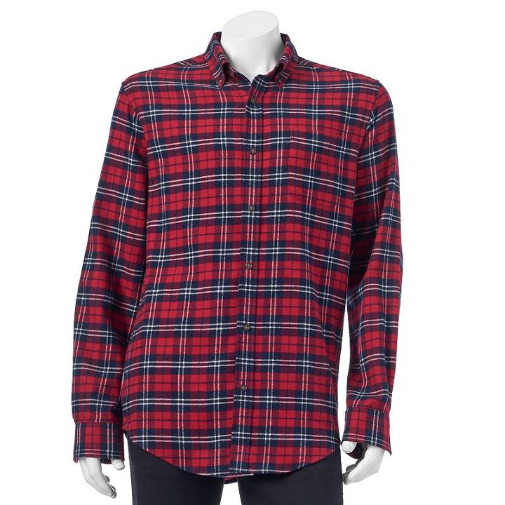 Men's Croft & Barrow&reg; Slim-fit Plaid Flannel Button-down Shirt, Size: Xxl, Dark Blue