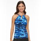 Women's Trimshaper Tummy Slimmer Halterkini Top, Size: 8, Blue