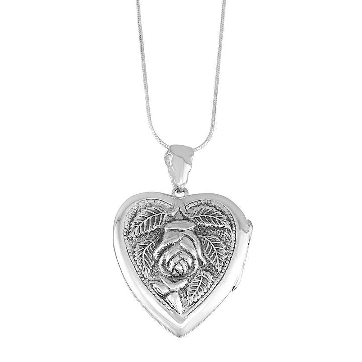 Journee Collection Sterling Silver Rose Heart Locket, Women's, Size: 24, Multicolor