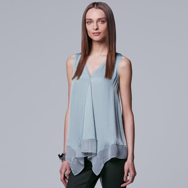 Women's Simply Vera Vera Wang Handkerchief Hem Tank, Size: Xl, Lt Green