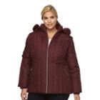 Plus Size D.e.t.a.i.l.s Hooded Smocked Puffer Jacket, Women's, Size: 1xl, Red