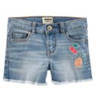 Girls 4-12 Oshkosh B'gosh&reg; Frayed Hem Fruit Embroidered Jean Shorts, Size: 6-6x, Blue