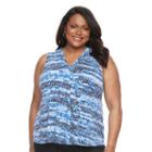 Plus Size Dana Buchman Pleated V-neck Tank, Women's, Size: 2xl, Med Blue