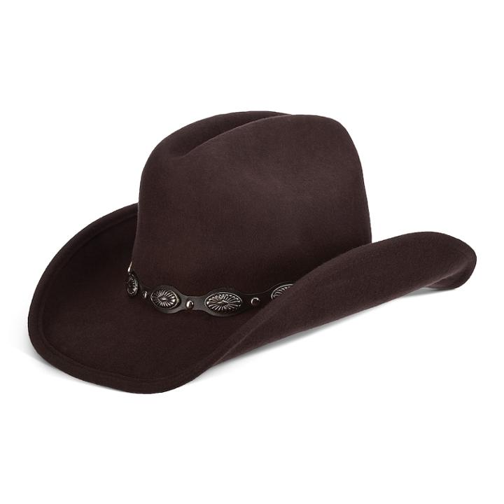 Women's Scala Wool Felt Concho Outback Hat, Brown Over