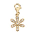 Tfs Jewelry 14k Gold Over Cubic Zirconia Floral Charm, Women's, White