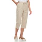 Women's Cathy Daniels Button-hem Pull-on Capris, Size: Small, Beige