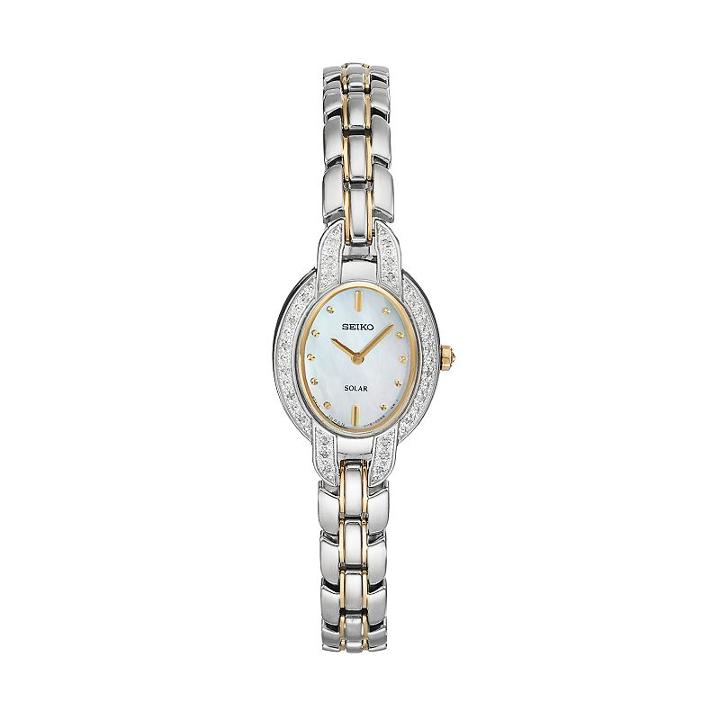 Seiko Women's Tressia Diamond Two Tone Stainless Steel Solar Watch, Multicolor