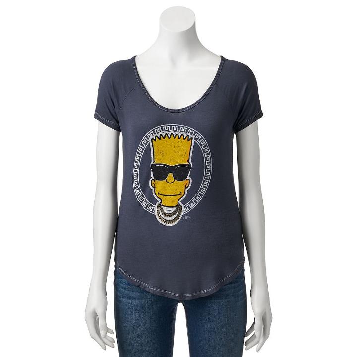 Juniors' The Simpsons Bart Simpson Graphic Tee, Girl's, Size: Small, Oxford
