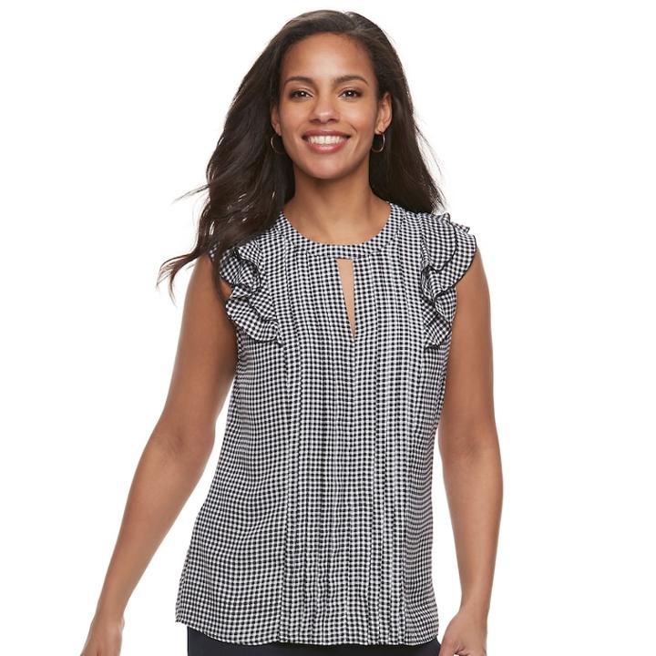 Women's Elle&trade; Pintuck Ruffle Top, Size: Xs, Oxford