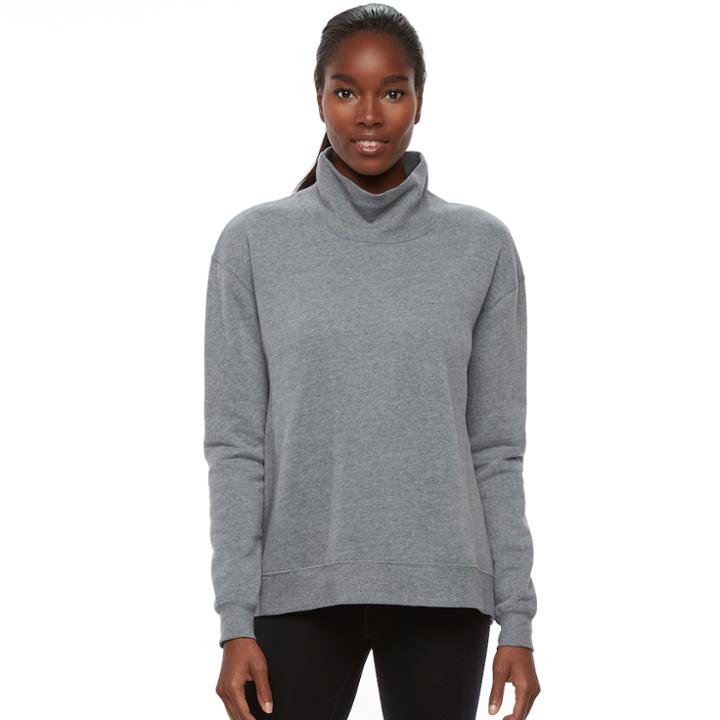 Women's Tek Gear&reg; Easy Fleece Turtleneck Sweatshirt, Size: Xl, Med Grey
