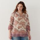Plus Size Sonoma Goods For Life&trade; Printed Chiffon Popover Peasant Top, Women's, Size: 3xl, Med Pink