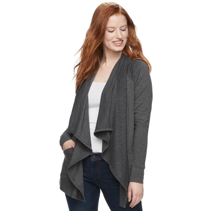 Women's Sonoma Goods For Life&trade; Supersoft Cascade Cardigan, Size: Medium, Grey (charcoal)
