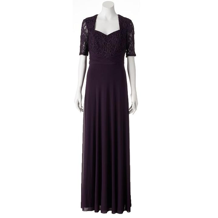 Women's 1 By 8 Glitter Lace Evening Gown, Size: 2, Med Red
