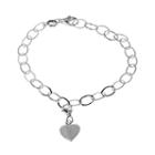 Sterling Silver Oval-link Heart Bracelet, Women's, Size: 7.5, Grey