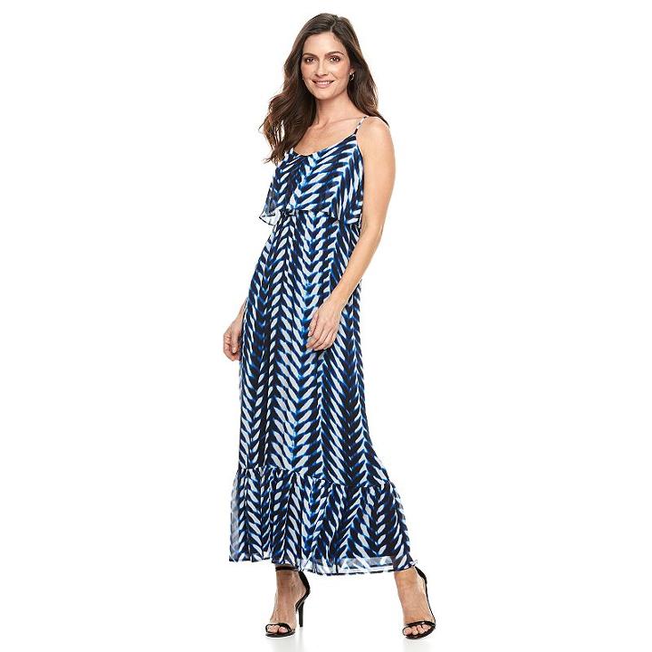 Women's Suite 7 Chevron Maxi Dress, Size: 12, Blue Other