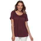 Women's Croft & Barrow&reg; Crochet-yoke Top, Size: Small, Red