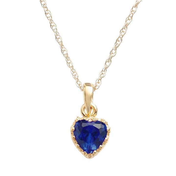 Tiara 14k Gold Over Silver Lab-created Sapphire Heart Crown Pendant, Women's, Size: 18, Blue
