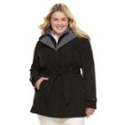 Plus Size Braetan Hooded Shawl Collar Rain Jacket, Women's, Size: 3xl, Black
